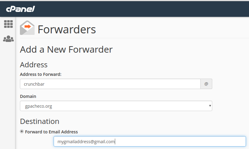 Add a New Forwarder in cPanel