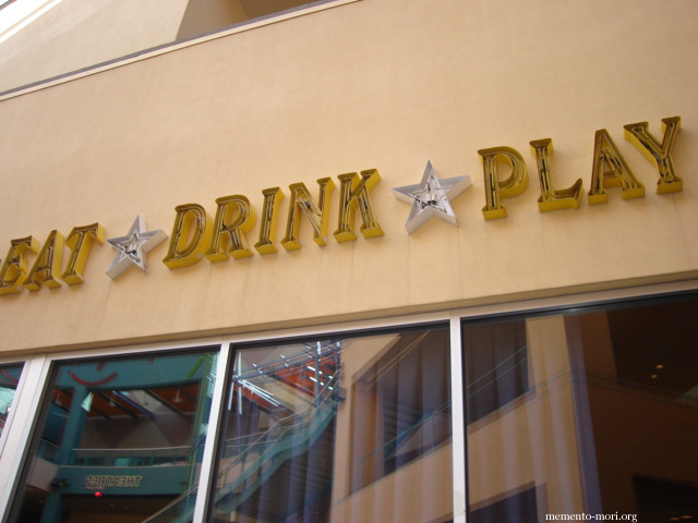 Eat. Drink. Play. neon sign